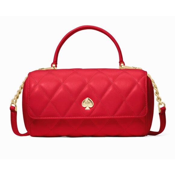 New Kate Spade Heart Barrel Quilted Crossbody Ruby Red - Picture 1 of 5